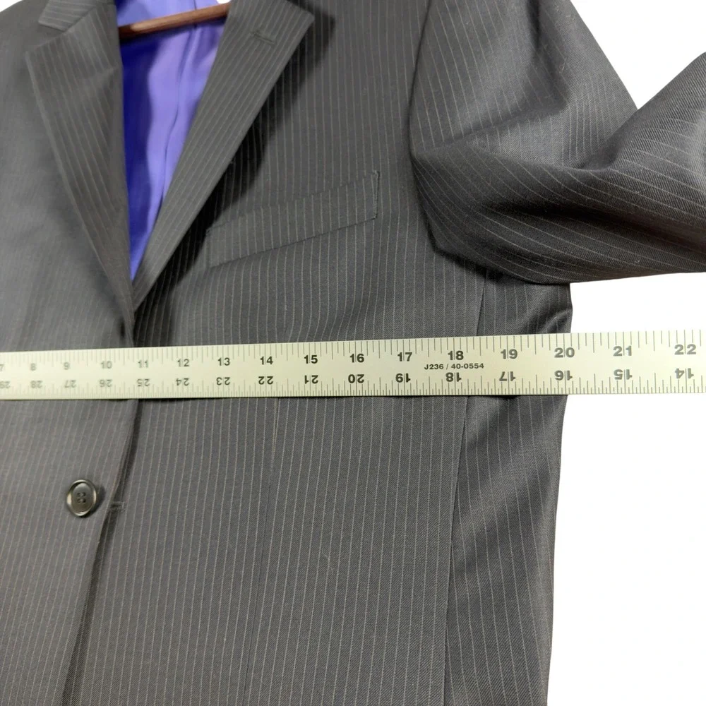 French Connection Mens 38R Pinstripe Wool Suit Navy 2-Piece 34W‎ 32L